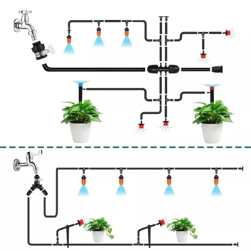 Vista 7 de Kit de sistema de riego por goteo para jardín: 299CPS Kits de riego por goteo automático Sistema de riego de plantas de invernadero con 5 tipos