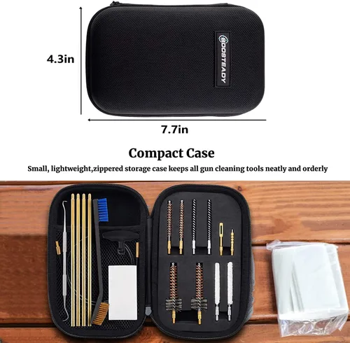 Vista 4 de BOOSTEADY Kit de limpieza de pistola .22 Kit de limpieza con cepillos de cámara de orificios, varilla de limpieza de latón en estuche compacto