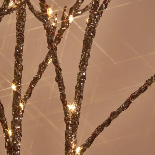 Vista 2 de Litbloom - Ramas de sauce iluminadas plateadas con purpurina, de 32 pulgadas, 120 luces LED con temporizador que funcionan