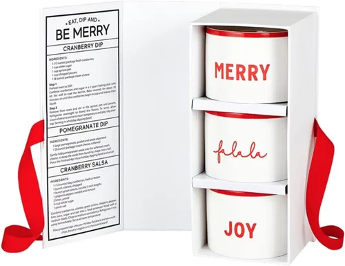 Vista 4 de Santa Barbara Design Studio Set de regalo de artículos esenciales de cocina TableSugar - Caja de regalo de cartón blanco y negro, 3 piezas, Eat, Dip