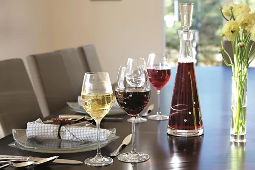 Vista 6 de Barski - Vaso hecho a mano - Juego de 4 copas de vino blanco con espacio vacío en el centro para adaptarse a tu propia botella de vino - Decorado
