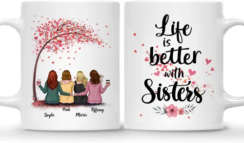 Vista 21 de Gossby - Taza de café personalizada para mujer, 2 unidades, con nombres personalizados Taza personalizada para dos mujeres, taza de café