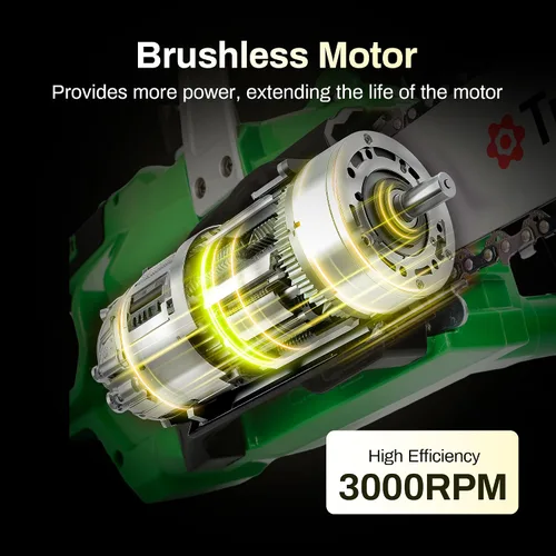 Vista 3 de Motosierra inalámbrica sin escobillas de 20 V de 12 pulgadas, sierra alimentada a 3000 RPM con batería de 4 Ah y cargador rápido, engrasador
