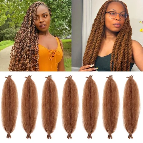 Vista 41 de Cabello afro trenzado elástico de 16 pulgadas, paquete de 3 marley twist para rastas falsas, trenzas rizadas de mariposa, cabello trenzado marley