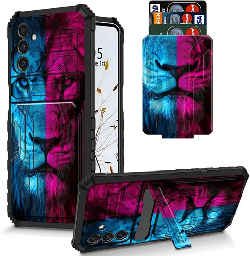 Vista 84 de Funda para Galaxy S21 FE 5G 2022 con soporte, funda de doble capa de policarbonato duro de TPU suave, estampado de vaca, estampado animal
