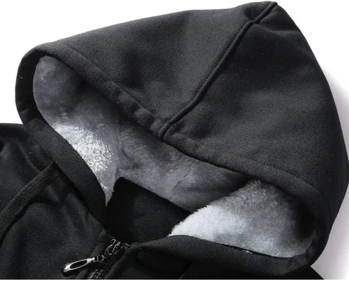 Vista 7 de SCODI Sudaderas con capucha para hombre, forro polar pesado, cremallera completa, forro de sherpa grueso, chaqueta con capucha