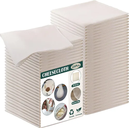 Vista 8 de Reginary - 24 piezas de paños de queso de 15 x 15 pulgadas a granel, grado 100, paño de queso con dobladillo para colar, 100 % algodón sin