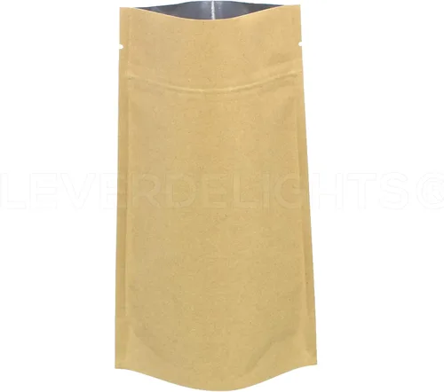 Vista 2 de CleverDelights Bolsas de pie Kraft – 4oz – Paquete de 100 – 5 x 8 x 2.5 pulgadas – Bolsa resellable