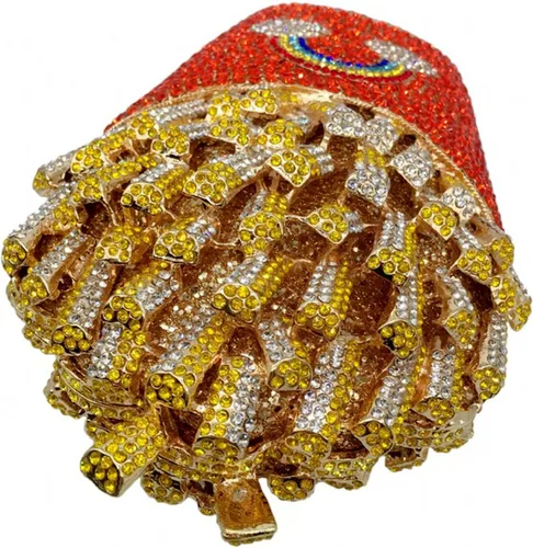 Vista 5 de DEBIMY Papas fritas con diamantes de imitación para mujer bolso de cristal brillante bolso de noche para boda fiesta