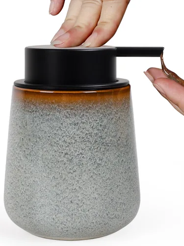 Vista 16 de INGOFIN Dispensador de Jabón de Cerámica Espumoso - Dispensador de Jabón de Mano de 12oz de Espuma para Baño, Dispensador de Platos Moderno
