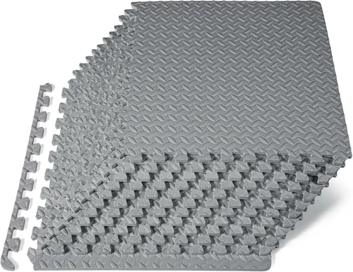 Vista 8 de ProsourceFit - Tapete de ejercicio tipo rompecabezas de ½ pulgada, losetas de espuma EVA entrelazadas para gimnasio en casa, para niños, crema, 24 x