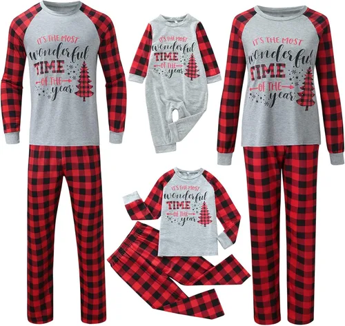 Vista 7 de TurVa Pijamas de Navidad para la familia, conjuntos a juego 2023 para Navidad, vacaciones, ropa de dormir, pijamas de Navidad para parejas, hombres