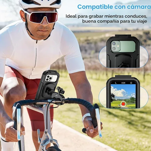 Vista 7 de BKNOOU Soporte de teléfono para motocicleta y bicicleta, resistente al agua