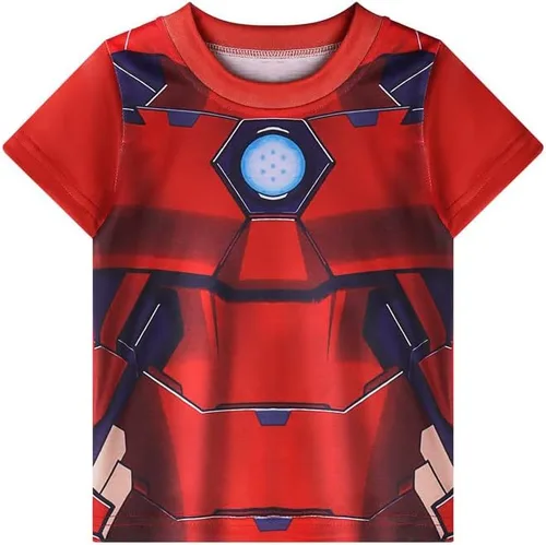 Vista 2 de Boys Hero Sets Kung Fu Taichi Panda & Iron Men Tee Shorts Set & Black Leopard Hoodie Sweatshirt