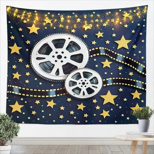 Vista 16 de Homewish Theater Cinema Poster Tapestry,Retro Movie Wall Hanging Art Popcorn Wall Blankets Movie Night Poster Tapestries for Kids Teens Girls Boys