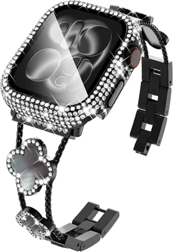 Vista 25 de KADES Bling Four-Leaf Clover Band for Apple Watch Bands Women's Wear Starlight/Iridescent