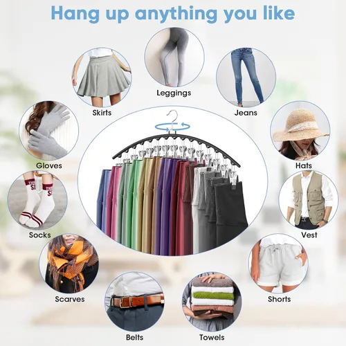 Vista 4 de Paquete de 3 organizadores de leggings para colgar en el armario, perchas para pantalones con clips con capacidad para 45 leggings, pantalones