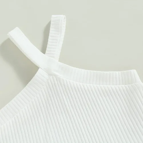 Vista 4 de Conjunto de ropa de verano para bebé niña, camiseta sin mangas + pantalones largos rectos, conjunto de ropa de 2 piezas de 1 a 6 años, Gris