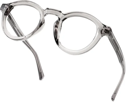 Vista 56 de Blue Light Blocking Glasses for Women Men Metal Round Frame Gris (Smoke Grey)