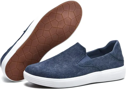 Vista 7 de konhill Zapatos deportivos sin cordones para hombre, mocasines de punto, informales, para caminar, conducir, trabajo, zapatos de espuma