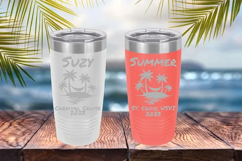 Vista 2 de Vaso de vacaciones personalizado, vaso de playa aislado de doble pared, vasos familiares personalizados, vaso de vacaciones en la playa, regalo