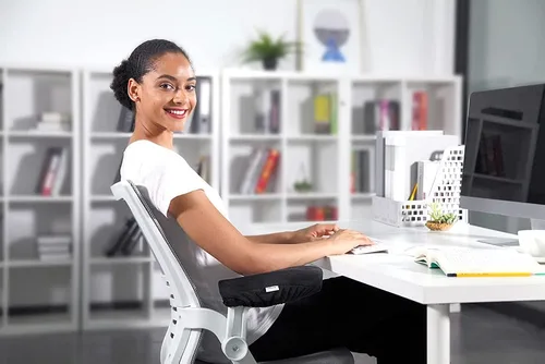 Vista 5 de Aloudy Almohadillas ergonómicas de espuma viscoelástica para silla de oficina, cómodas fundas para reposabrazos de silla de juegos, para codos