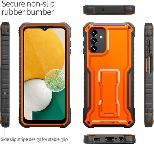 Vista 4 de ExoGuard Funda para Samsung Galaxy A13 5G, funda de goma resistente a los golpes con protector de pantalla para teléfono Samsung A13 5G, soporte