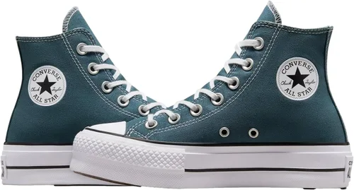 Vista 4 de Converse - Chuck Taylor All Star Tenis de mujer altos de plataforma con diseño de leopardo, Verde profundo