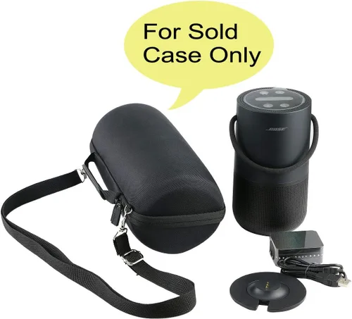 Vista 2 de co2CREA - Funda rígida de viaje para Bose portátil Smart/Home Speaker, color negro Charging Cradle Compatible, Triple Case with Shoulder Straps