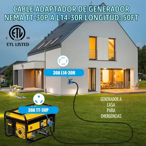 Vista 4 de Tellegloww Cable de interruptor de transferencia de generador NEMA TT-30P a