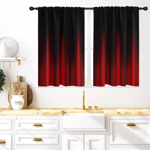 Vista 13 de Coxila Cortinas 100% opacas en negro y beige de 42 x 63 pulgadas, cortinas góticas degradadas con aislamiento térmico para dormitorio