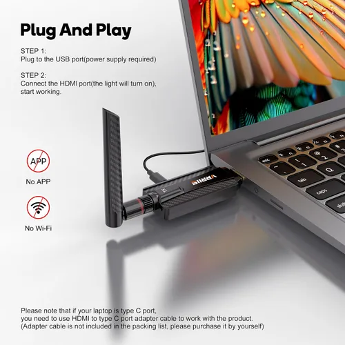Vista 5 de Transmisor y receptor HDMI inalámbrico, Plug and Play, kit de extensor HDMI inalámbrico 1080P compatible con 2.4 GHz y 5 GHz para transmisión