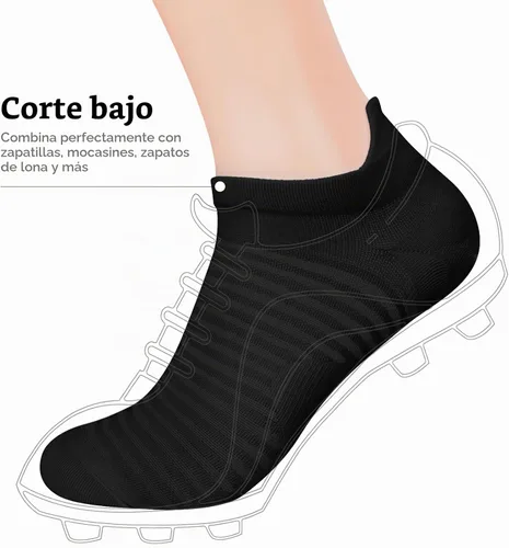 Vista 7 de Calcetines de compresión para correr con corte bajo en el tobillo (6 pares) para hombres y mujeres negro (6 pares)