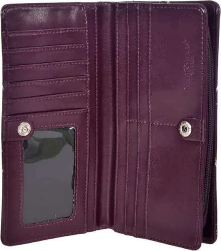 Vista 2 de Shag Wear Cartera de mano vegana con cremallera para mujer, con bonitos diseños de naturaleza, Inspirado en la naturaleza, Constelaciones Púrpura