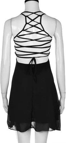 Vista 7 de Bandage Women's Cocktail Dress Backless Sleeveless Mini Party Women's Dress Women Long Dresses Summer