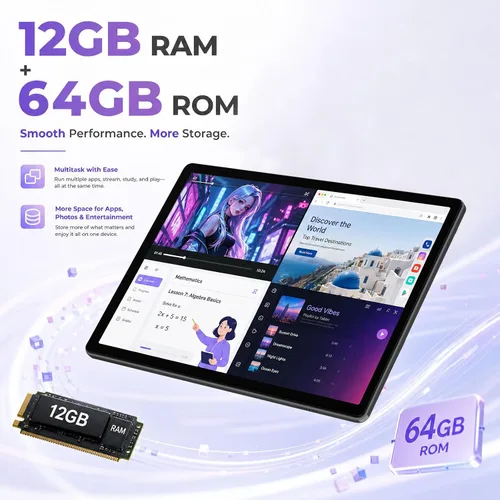 Vista 8 de YQSAVIOR Tablet de 10 pulgadas con teclado, tableta 2 en 1, Android 15