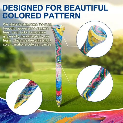 Vista 4 de Camisetas de golf duraderas de bambú, 100 piezas, 100 unidades, 3-1/4 pulgadas, material biodegradable que reduce la fricción lateral, más estable