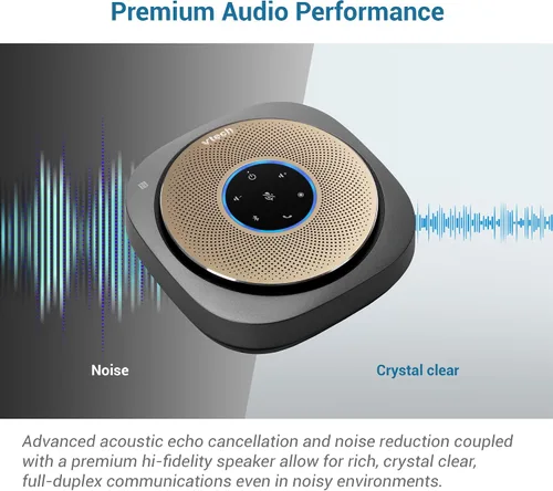 Vista 3 de VTech VCS601-2 Altavoz Bluetooth para conferencias - Recogida de voz premium de 360° con 6 micrófonos, conexión NFC inteligente, tiempo de llamada
