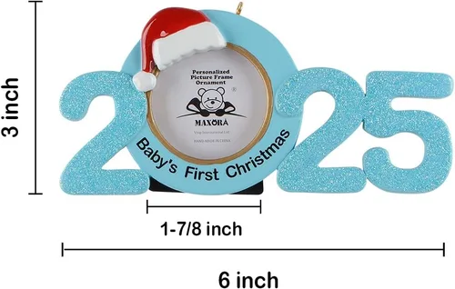 Vista 4 de Adorno personalizado para la primera Navidad del bebé 2024, marco de fotos para bebé, adorno personalizado, primer regalo de recuerdo del bebé