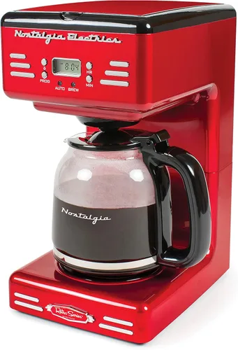 Vista 10 de Nostalgia Cafetera programable retro de 12 tazas con pantalla LED, apagado automático y mantiene el calor, función de pausa y servicio, aguamarina