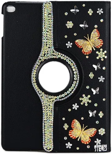 Vista 2 de Bling - Funda compatible con Samsung Galaxy Tab A7 10.4 (2022) - Elegante - 3D hecha a mano con mariposa de cristal giratoria de 360 grados