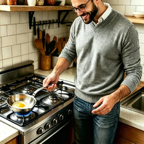 Vista 3 de Mini sartén para huevos, sartén para tortilla de acero inoxidable 304, sartén para salsa de 5.1 pulgadas, mini sartén para calentar mantequilla