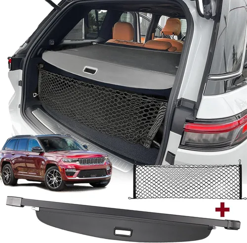 Vista 7 de Cubierta de Carga para Accesorios de Jeep Grand Cherokee 2011-2021, Protector Retráctil de Seguridad para Equipaje con Textura de Fibra de Carbono