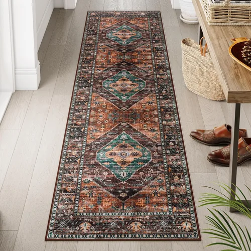 Vista 13 de Beeiva Alfombra bohemia lavable de 2 x 3 pulgadas, tapete ultra fino para puerta de entrada interior, tapete antideslizante para puerta delantera