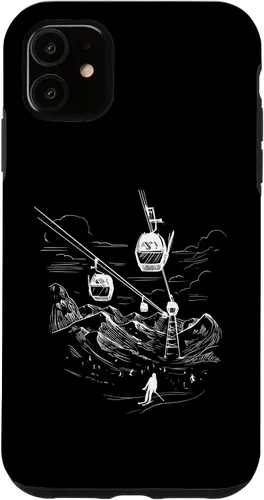 Vista 8 de iPhone 16 Ski Skiing Hobby Sport Snow Mountain Line Art Design Case