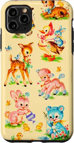 Vista 13 de Vintage Baby Animals Nursery 50's Retro Yellow Case for iPhone 17