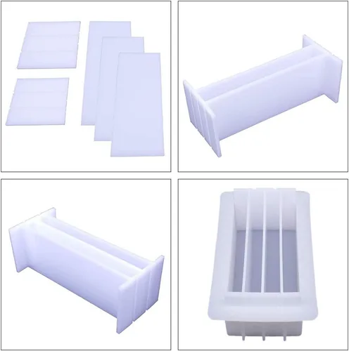 Vista 5 de JOONOR Divisores de molde de jabón de silicona para pan de 8 pulgadas, tablero de división de acrílico, rectangular, blanco, herramienta