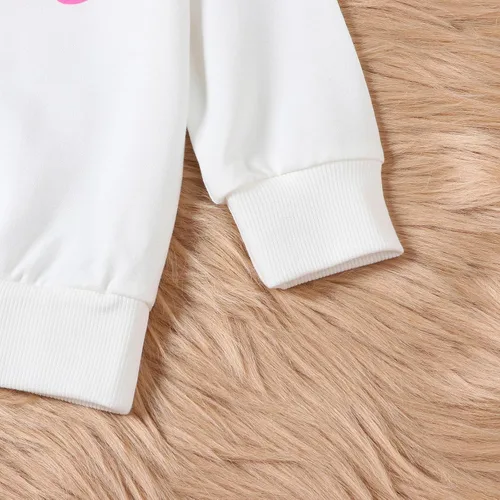 Vista 5 de Conjunto de sudadera de manga larga con cuello redondo y pantalones acampanados para bebé niña
