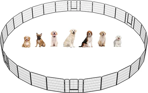 Vista 24 de Yaheetech Corralito para perros, 24 pulgadas, 2 paneles, corral para perros para interiores, resistente, corral de ejercicio para cachorros, valla