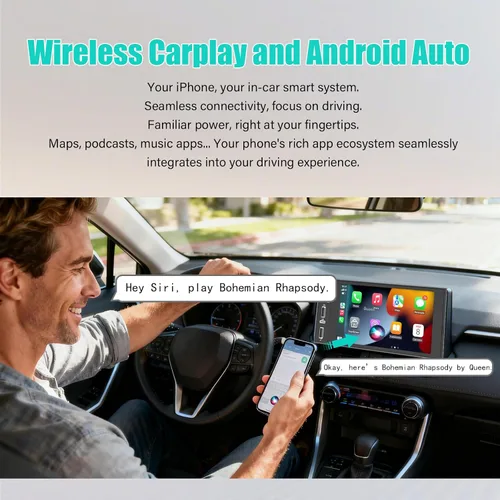 Vista 5 de Estéreo de automóvil DIN único de 6 pulgadas, Apple CarPlay y Android Auto, pantalla táctil IPS, manos libres Bluetooth, enlace espejo, cámara